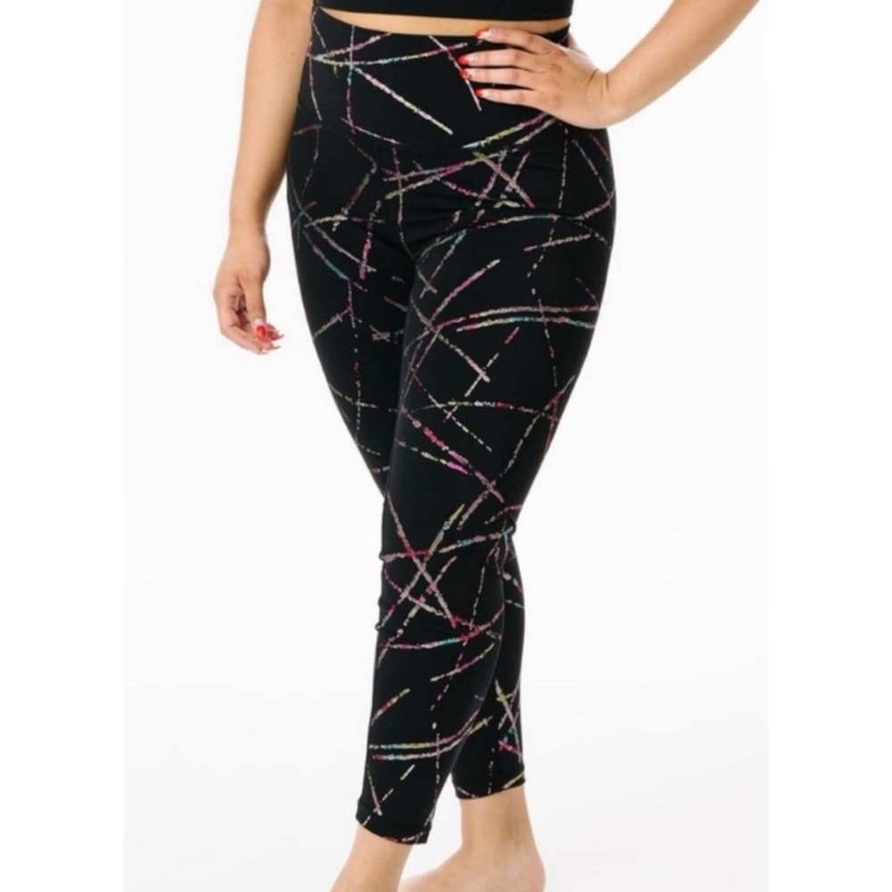 ZYIA Active Rainbow Metallic Abstract 7/8 Leggings Size 6-8‎